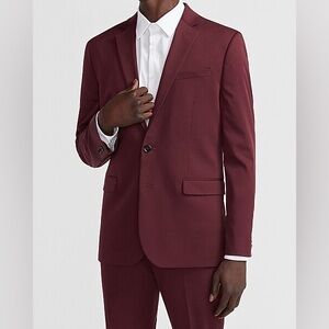 Express burgundy red men's suit jacket and pants, extra slim fit